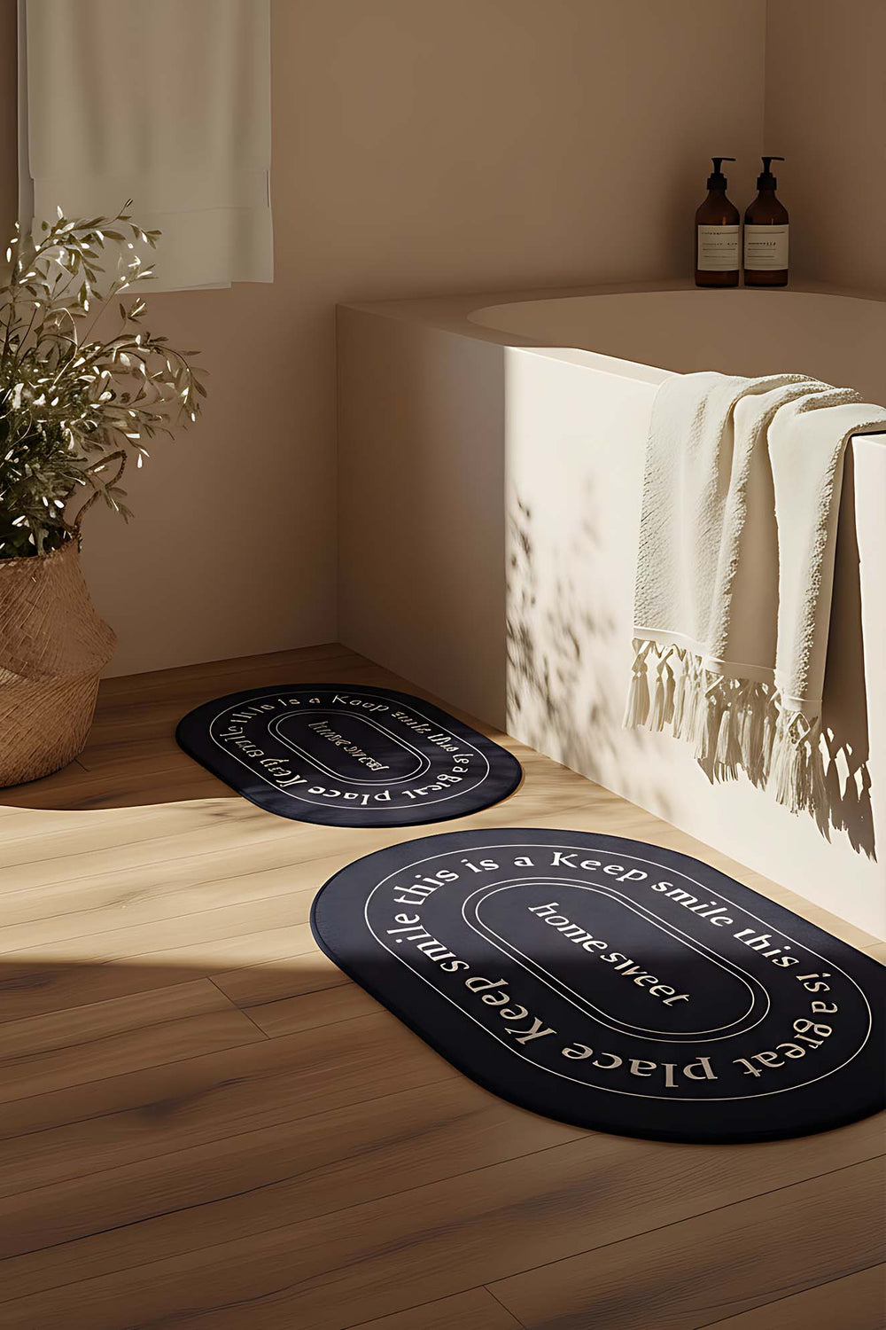 Home Sweet Home Dark Anthracite 2-Piece Bathroom Rug Set