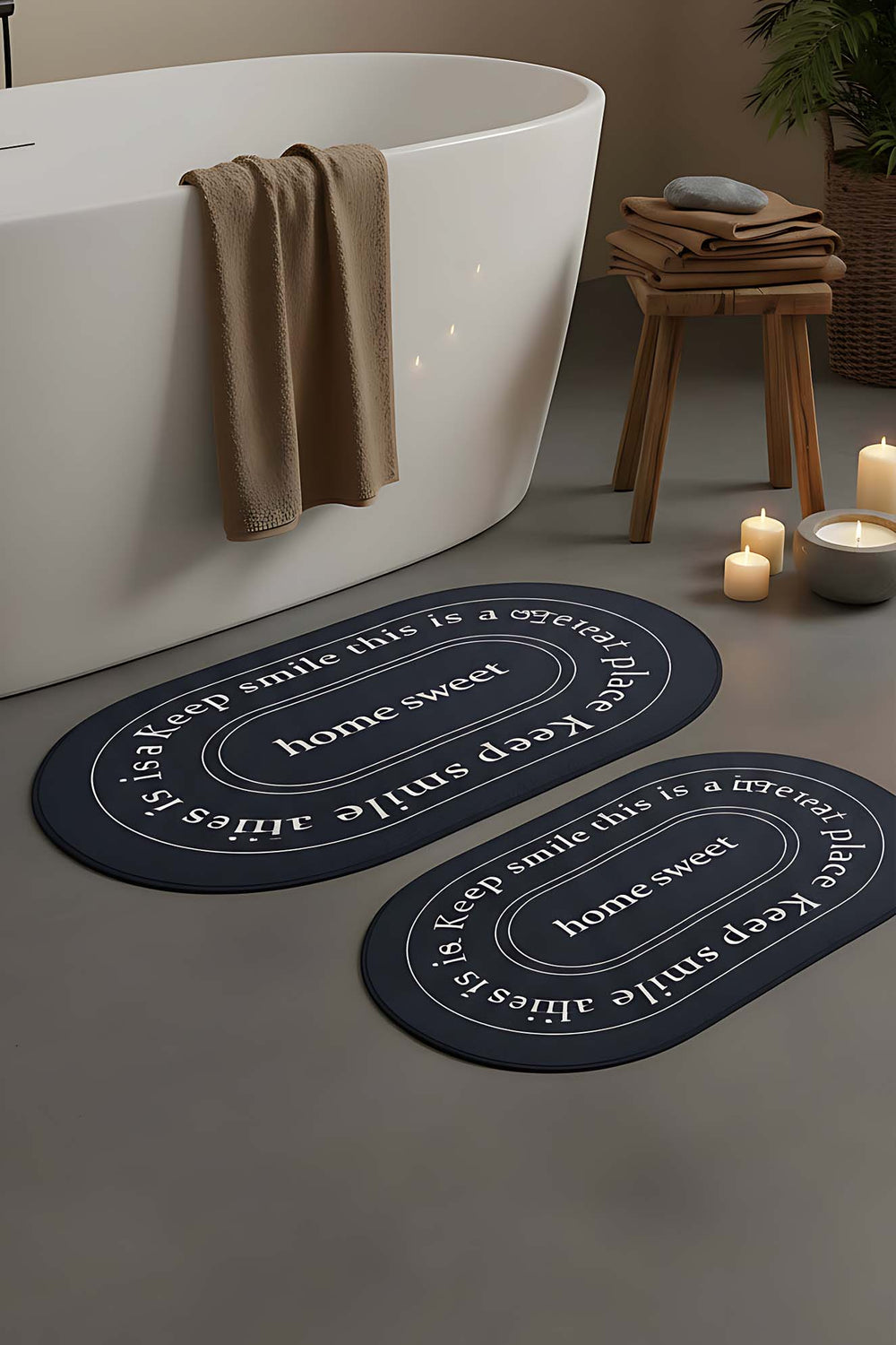 Home Sweet Home Dark Anthracite 2-Piece Bathroom Rug Set