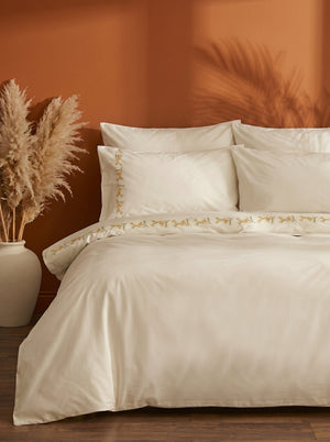 Alissa White Floral Embroidered Cotton Double Duvet Cover Set – 6 Pieces