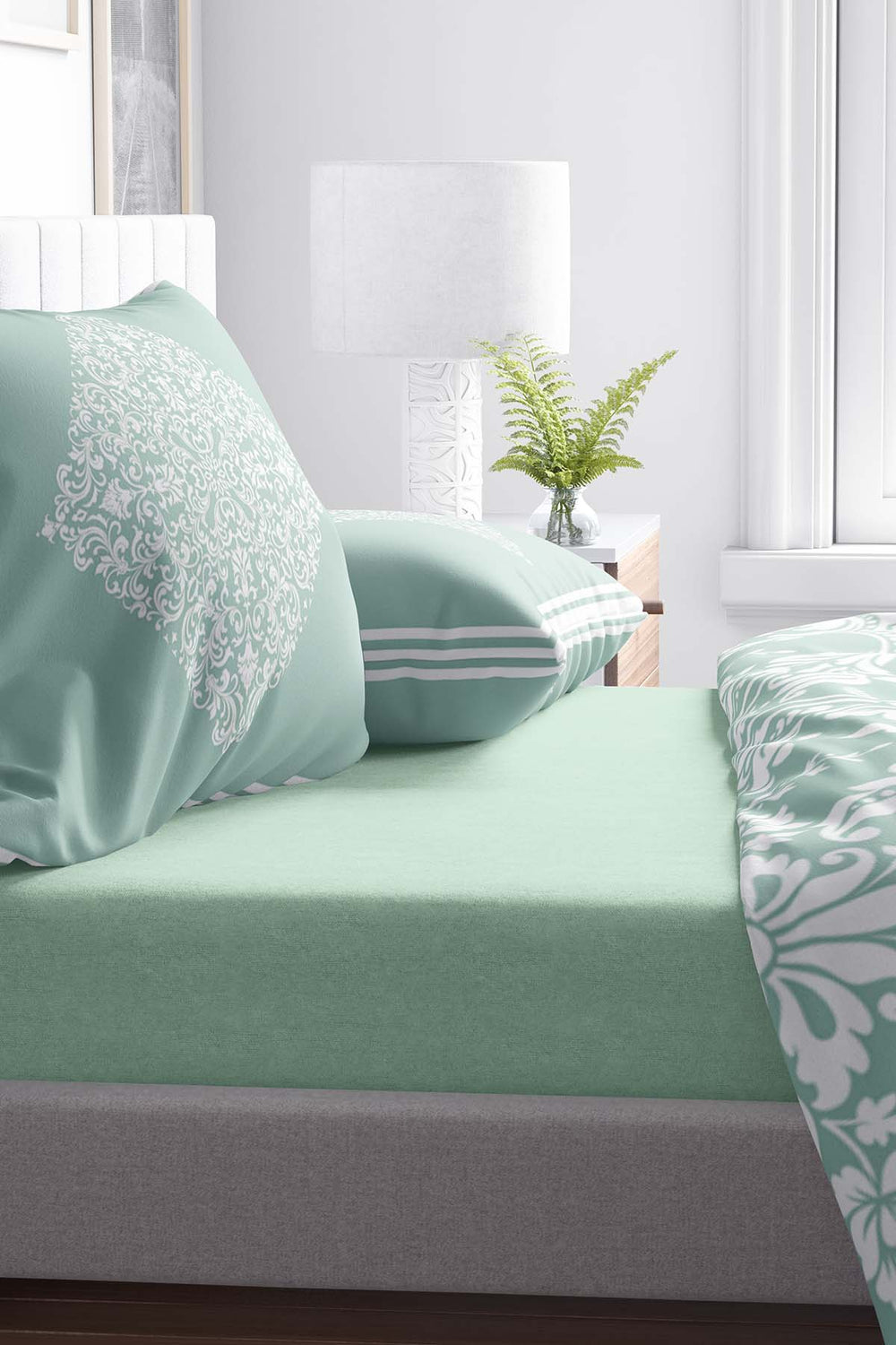 Green Cotton Single Fitted Sheet 100x200 cm