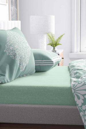 Green Cotton Single Fitted Sheet 100x200 cm