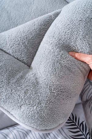 Gray Leaf Loura Double-Sided Luxury Wellsoft Duvet Set for Double Bed 195x215 cm