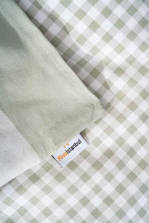 Green Checkered Outlet Double Duvet Cover Set – Cotton