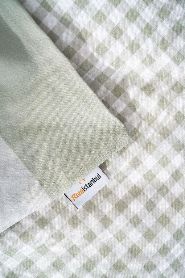 Green Checkered Outlet Double Duvet Cover Set – Cotton