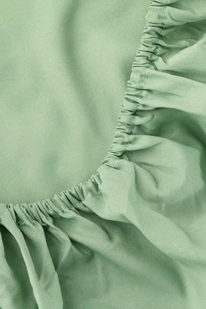 Green Cotton Double Fitted Sheet 160x200 cm