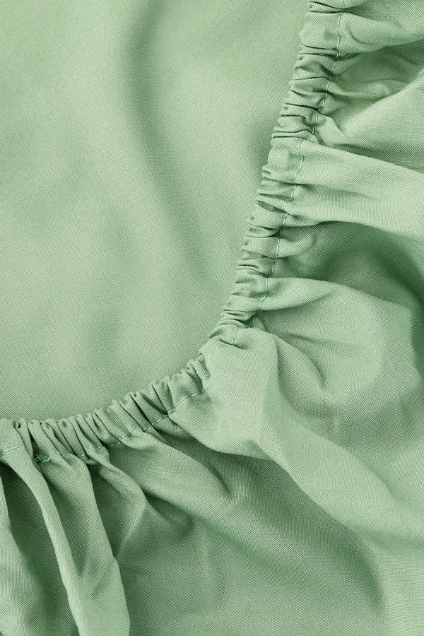 Green Cotton Double Fitted Sheet 160x200 cm