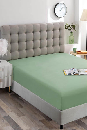 Green Cotton Double Fitted Sheet 160x200 cm