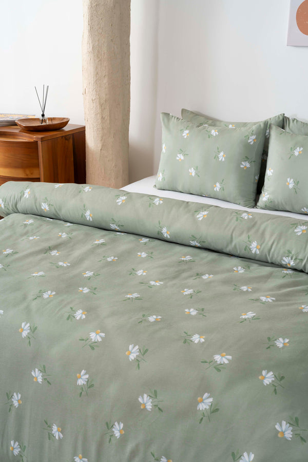 Green Daisy Outlet Double Bedding Set – Cotton