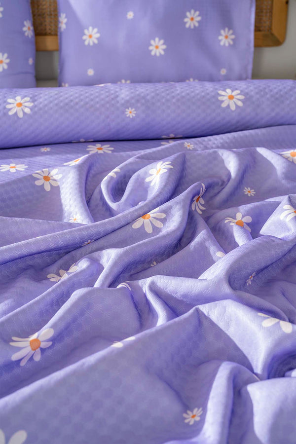 Purple Daisy Double Printed Bedspread 200 x 220 cm