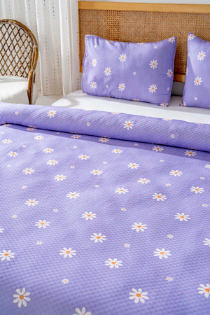 Purple Daisy Double Printed Bedspread 200 x 220 cm