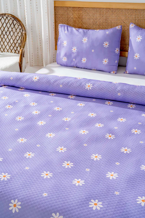 Purple Daisy Double Printed Bedspread 200 x 220 cm