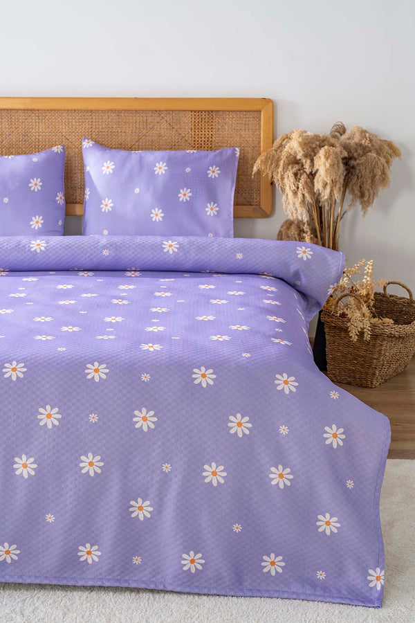 Purple Daisy Double Printed Bedspread 200 x 220 cm