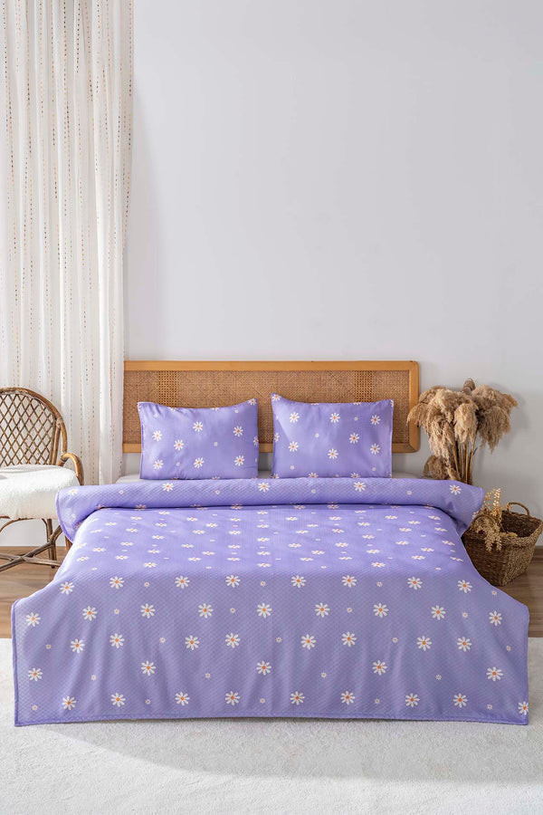 Purple Daisy Double Printed Bedspread 200 x 220 cm