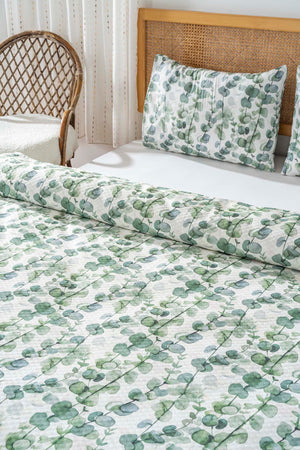 Double Size Printed Bedspread Okaliptus 200 x 220 cm