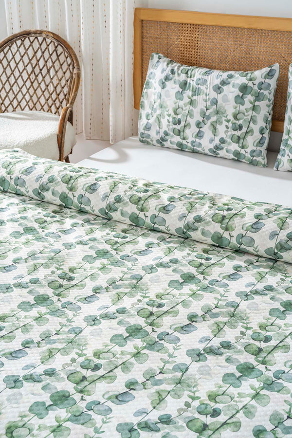 Double Size Printed Bedspread Okaliptus 200 x 220 cm