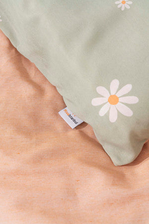 Minimal Green Daisy Single Duvet Cover Set – Cotton