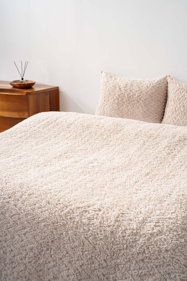 Dali Zigzag Beige Double Jacquard Deluxe Bedding Set 3 Pieces Bedspread Set