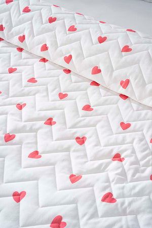Red Heart Double Size Outlet Quilted Cotton Bedspread & Coverlet