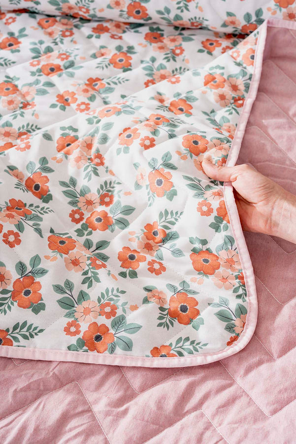 Mira Terracotta Cotton Double Quilted Pique & Bedspread