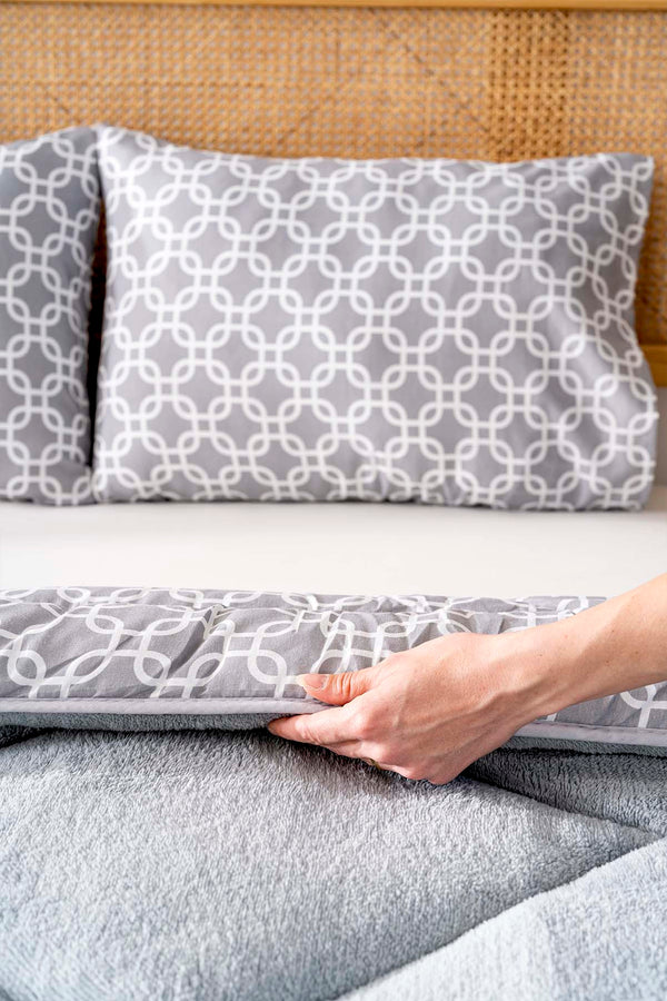 Gray Geometric Loura Double-Sided Luxury Wellsoft Duvet Set for Double Bed 195x215 cm