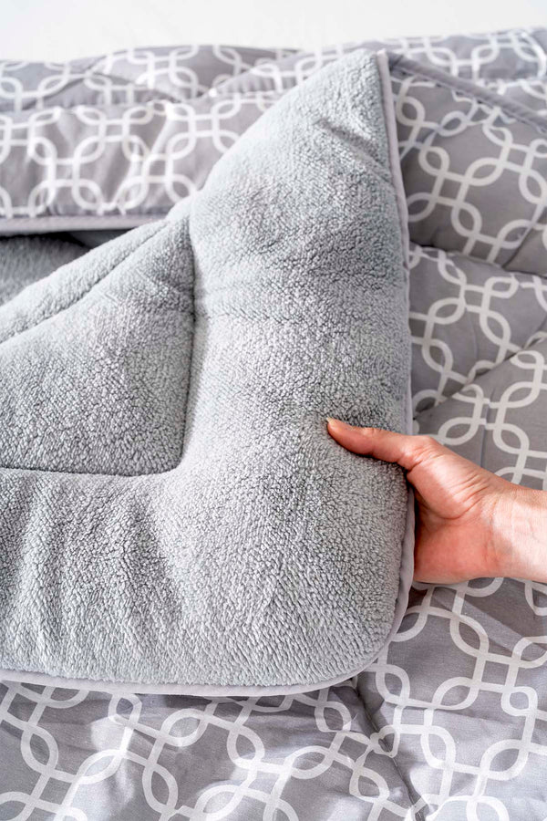 Gray Geometric Loura Single  Double-Sided Lux Wellsoft Duvet Set 155x215 cm