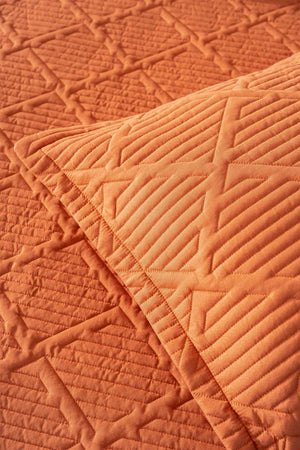 Edda Terracotta Embroidered Double Bedspread Set 3-Piece Sleep Set