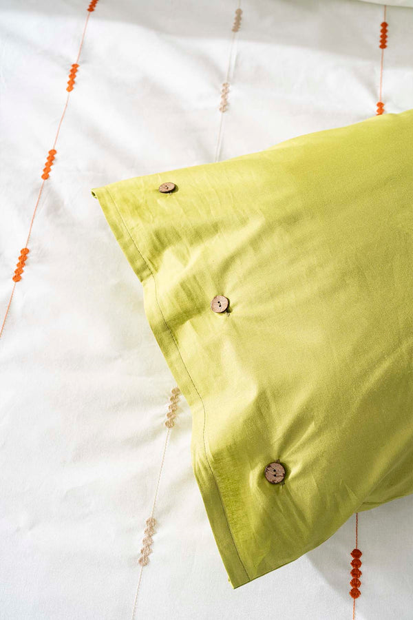 Victoria Green Double Embroidered Duvet Cover Set 6-Piece Bridal Set Cotton