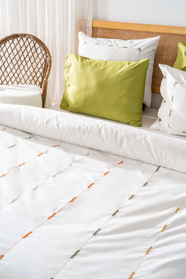 Victoria Green Double Embroidered Duvet Cover Set 6-Piece Bridal Set Cotton