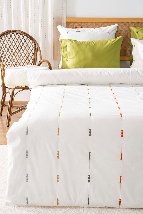 Victoria Green Double Embroidered Duvet Cover Set 6-Piece Bridal Set Cotton