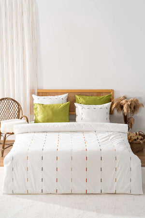 Victoria Green Double Embroidered Duvet Cover Set 6-Piece Bridal Set Cotton