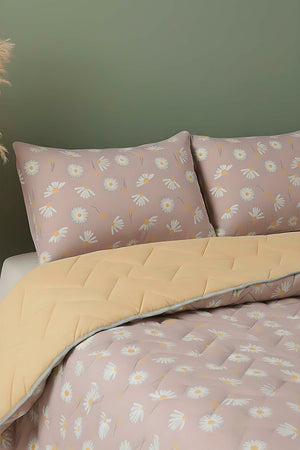 Mink Daisy Double Cotton Quilted Bedspread / Coverlet