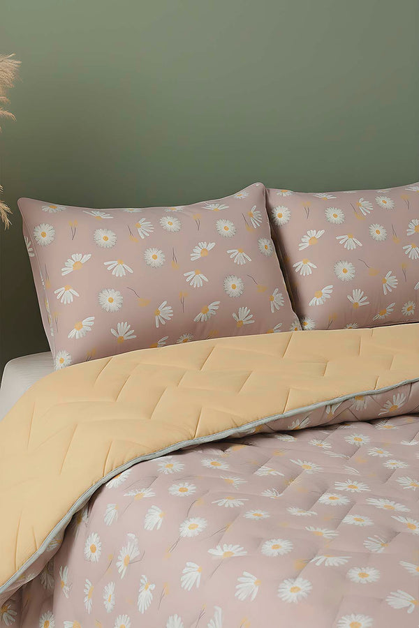 Mink Daisy Double Cotton Quilted Bedspread / Coverlet