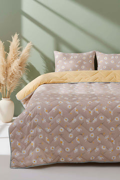Mink Daisy Double Cotton Quilted Bedspread / Coverlet