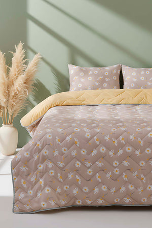 Mink Daisy Double Cotton Quilted Bedspread / Coverlet