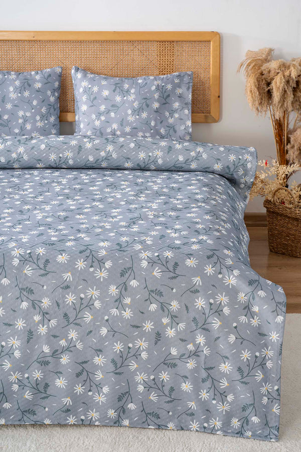 Gray Daisies Double Printed Bedspread 200 x 220 cm