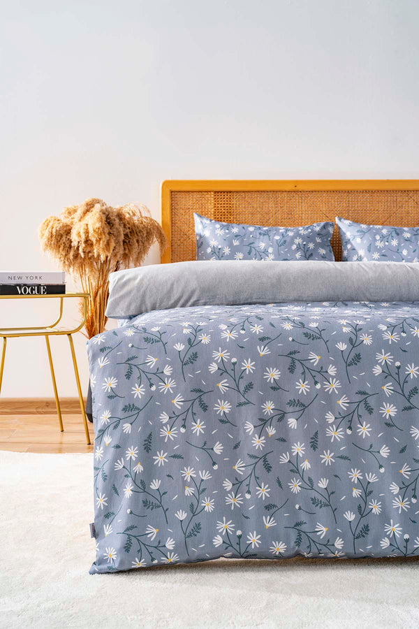Gray Daisies Single Duvet Cover Set Cotton