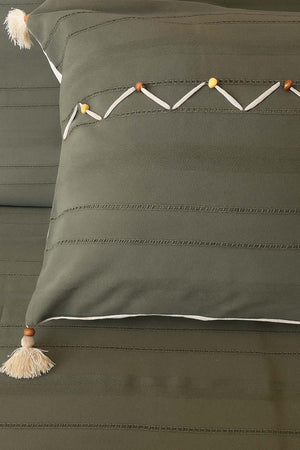 Luna Tile Striped Shepherd Stitch 100% Cotton Single Bed Cover Set