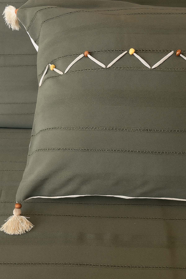 Luna Tile Striped Shepherd Stitch 100% Cotton Single Bed Cover Set