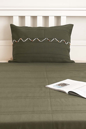 Luna Tile Striped Shepherd Stitch 100% Cotton Single Bed Cover Set