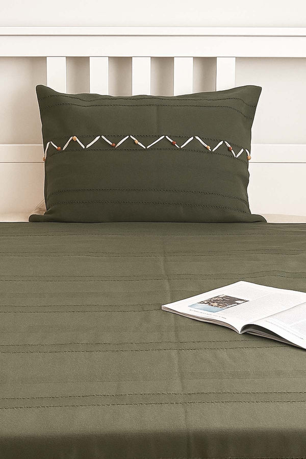 Luna Tile Striped Shepherd Stitch 100% Cotton Single Bed Cover Set