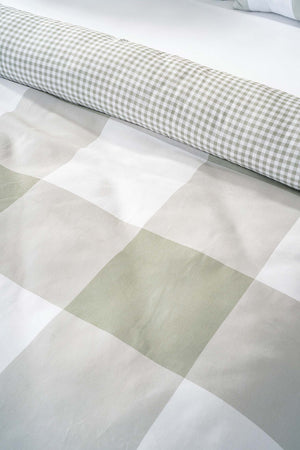 Green Checkered Single Duvet Cover Set – Cotton