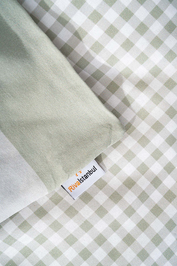 Green Checkered Single Duvet Cover Set – Cotton