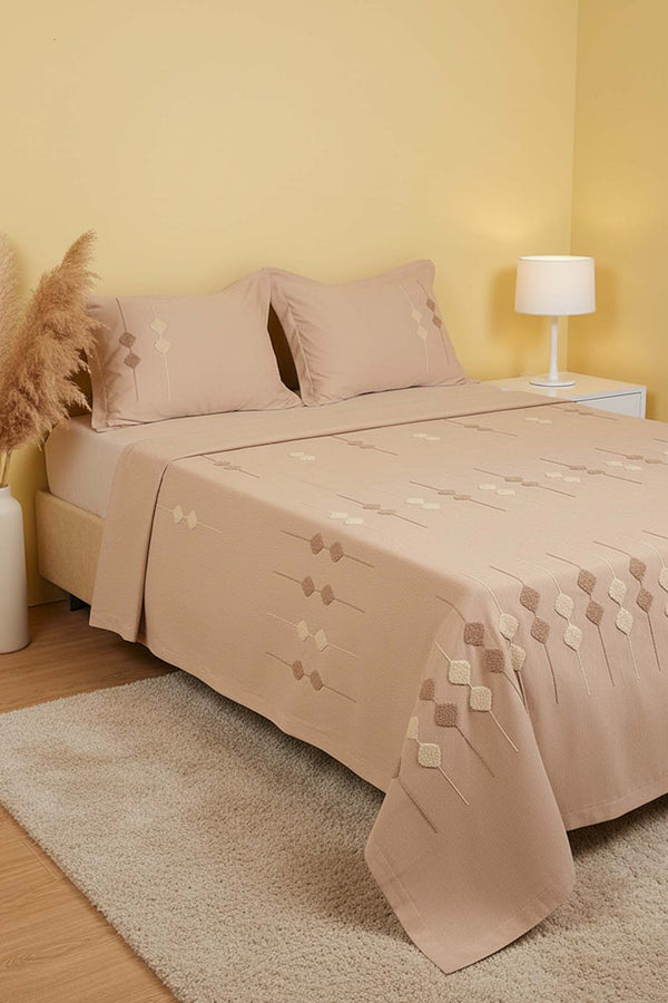 Cappy Zen Diamond Pattern Embroidered Bedspread Set