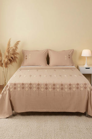Cappy Zen Diamond Pattern Embroidered Bedspread Set