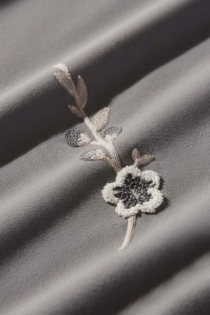 Anthracite Seren Pattern Embroidered Double Bedspread Set
