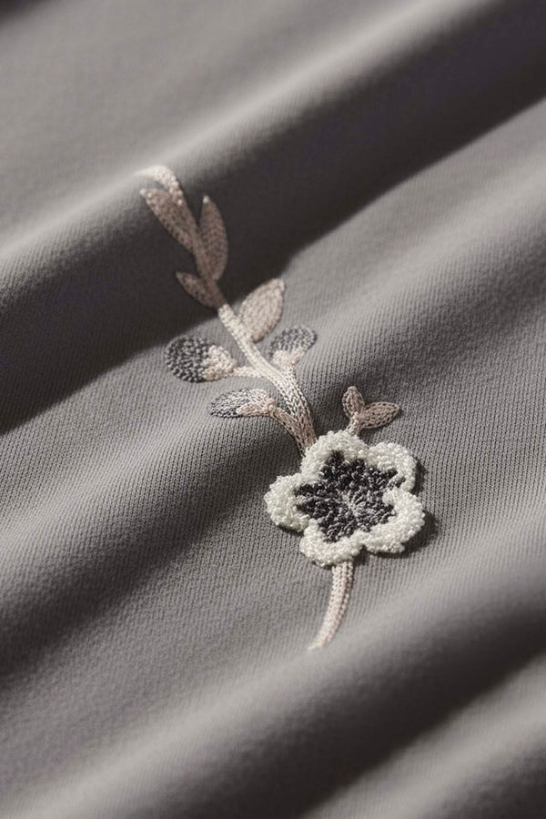 Anthracite Seren Pattern Embroidered Double Bedspread Set