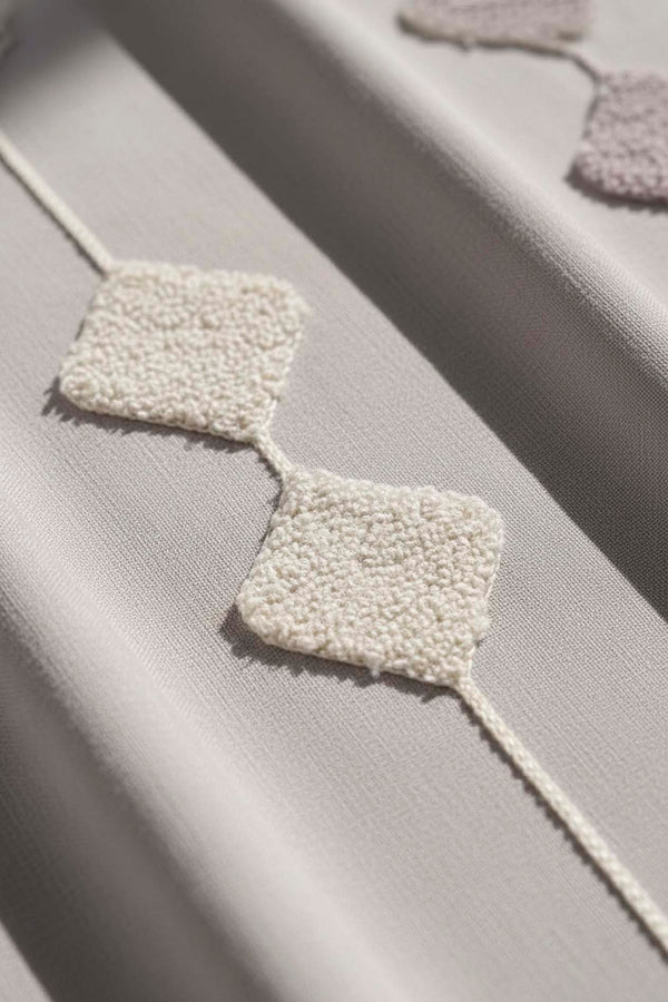 Light Grey Zen Diamond Pattern Embroidered Bedspread Set