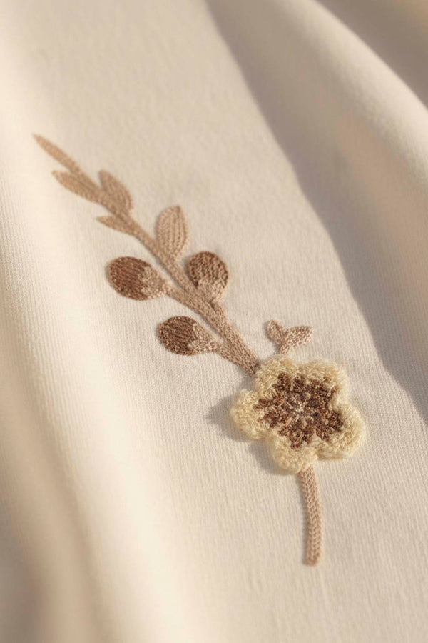 Ecru Seren Pattern Double Embroidered Bedspread Set