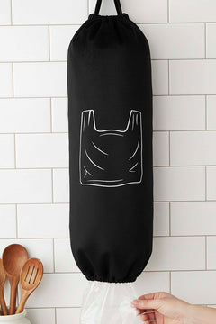 Black Hanging Plastic Bag Holder Fabric Organizer