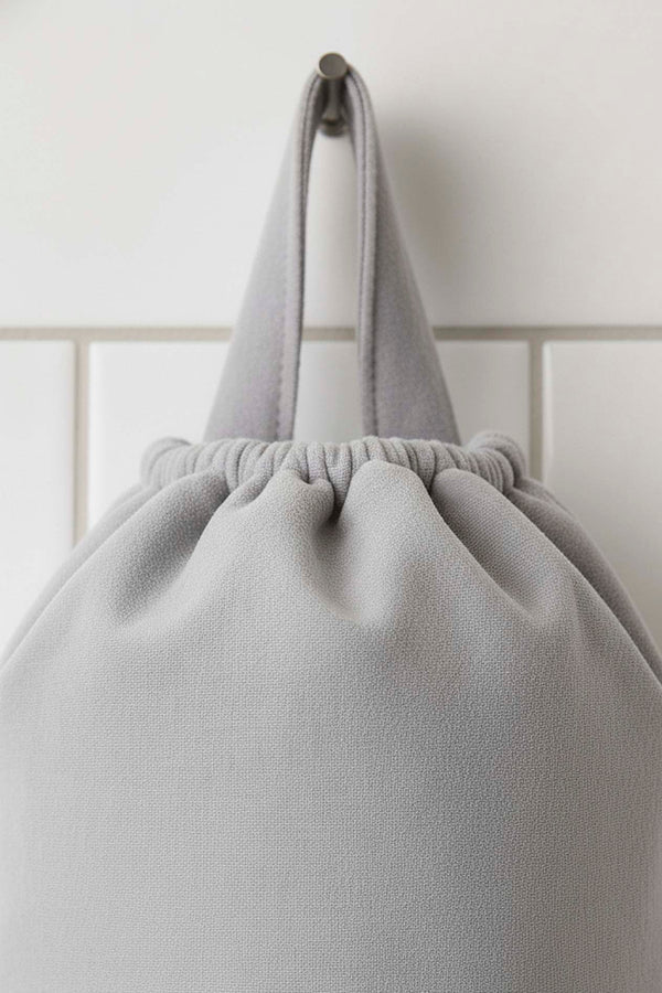 Grey Sunflower Pattern Hanging Fabric Plastic Bag Organizer